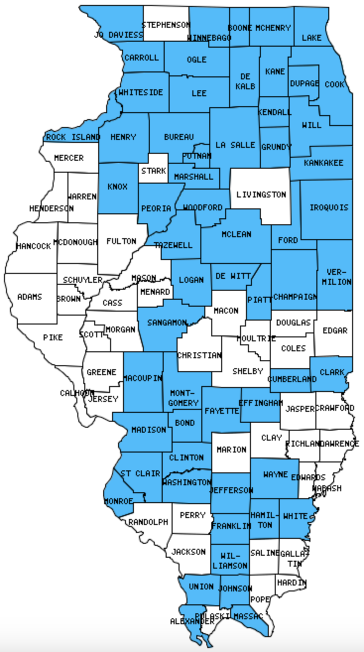 Illinois Counties Visited (with map highpoint capitol and facts)