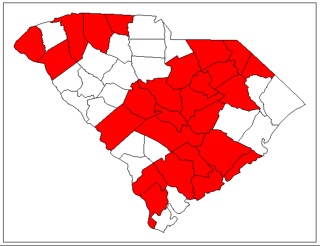 South Carolina County Outline Map