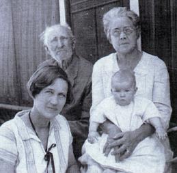 [Joshua Priest, Maude (Priest) Hevener, Muriel Joy Hevener and unknown baby]