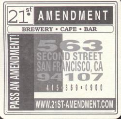 21st Amendment Brewery Cafe Coaster