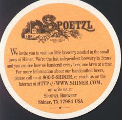 Spoetzl Brewery Coaster - Back