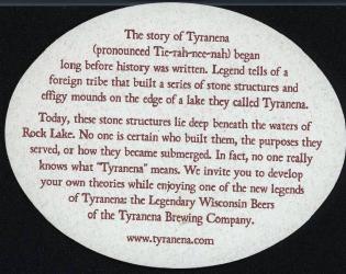 Tyranena Brewing Company Coaster - Back