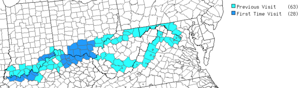 County Counting Along the Ohio River. Map created at mob-rule.com