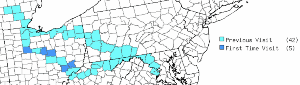 Route taking during "Arc of Columbus" road trip. Map created using mob-rule.com