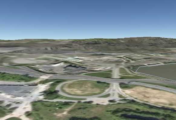 Arlington Ridge behind the Pentagon. Screen print from Google Earth.