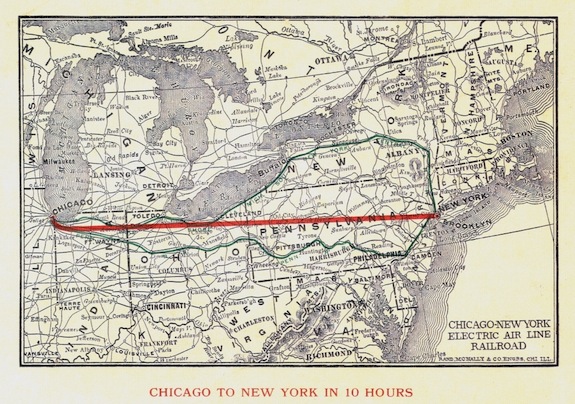 chicago to new york map Chicago New York Electric Air Line Twelve Mile Circle chicago to new york map