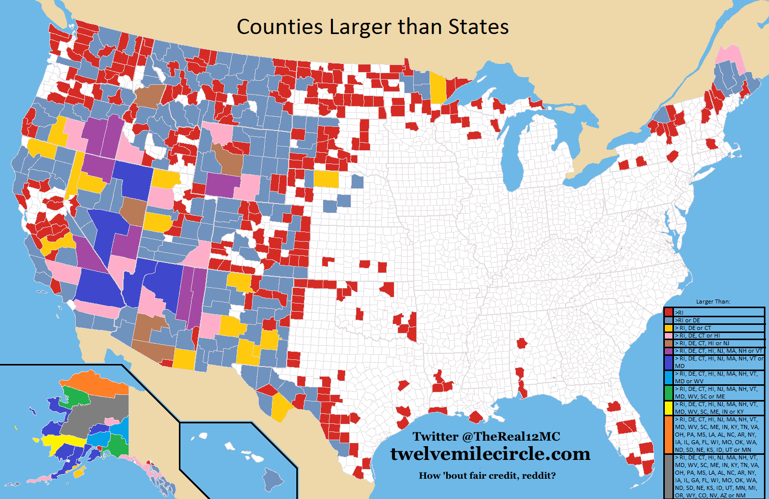 U.S. Counties Larger than States