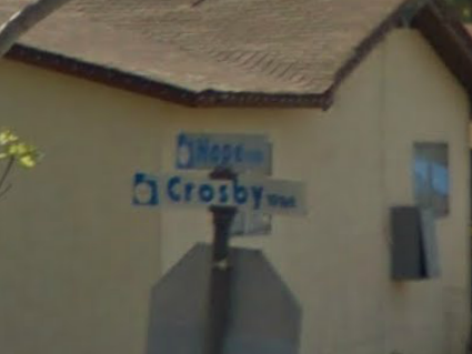 Intersection of Hope & Crosby in Garden Grove, California. Screen grab from Google Street View; March 2011.