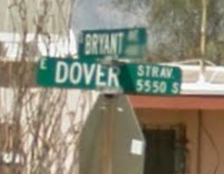 Dover Stravenue in Tucson, Arizona. Screen grab from Google Street View; April 2013.