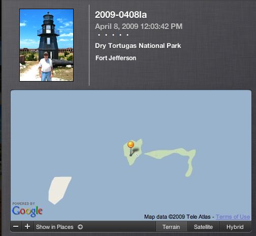 Example of a geotag in iPhoto. Screen capture by howderfamily.com