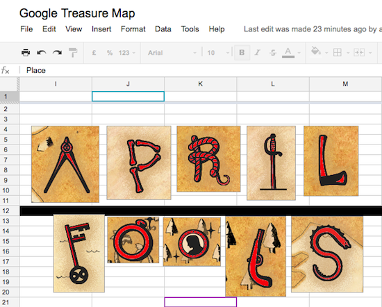 Google Maps April Fools. Screen print from collaborative doc.