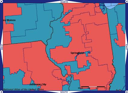 17th Congressional District - Illinois. Public Domain map created from the National Atlas of the United States.