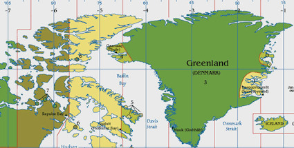 Island Split by Time Zone - Canada / Greenland