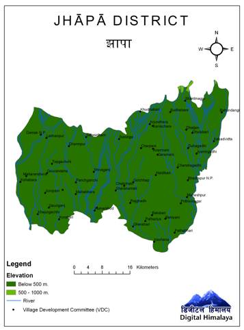 Jhapa District of Nepal. Fair use of copyright image from Digital Himalaya