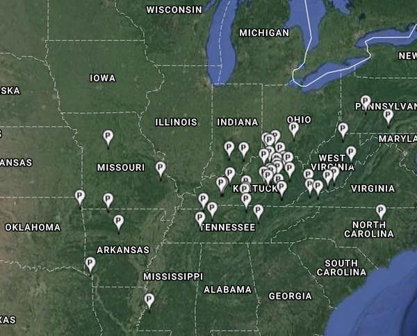 Places with a Lick Suffix. Screen print via GeoNames.