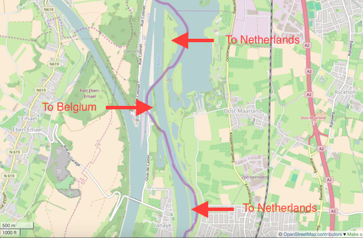 Netherlands / Belgium Border Adjustment. Underlying map from OpenStreetMap