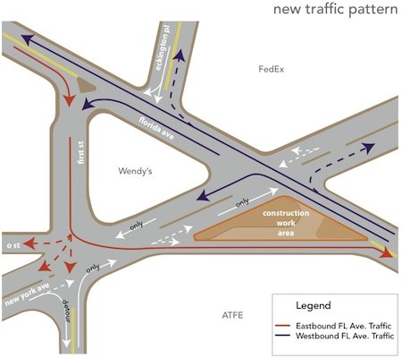 Intersection of New York and Florida Avenues, Washington, DC. Image by DC Department of Transportation