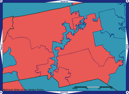 12th Congressional District - North Carolina. Public Domain map created from the National Atlas of the United States.