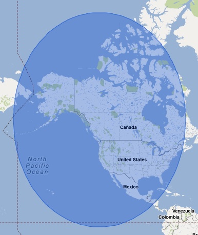 Point Arena Circle. Image created by gmaps-radius.