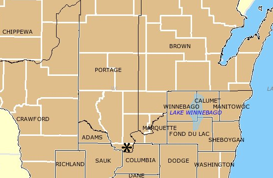 Portage County, Wisconsin in 1848. Image via Newberry Library Atlas of Historical County Boundaries.