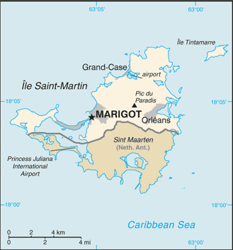 International Boundary between St. Martin and Sint Maarten via CIA World Fact Book