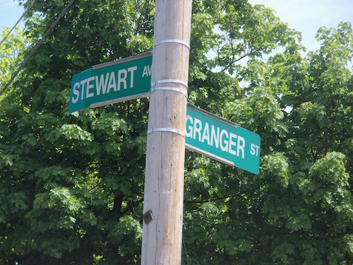 Steward and Granger Streets. Photo by Bob; copyright image used with permission.