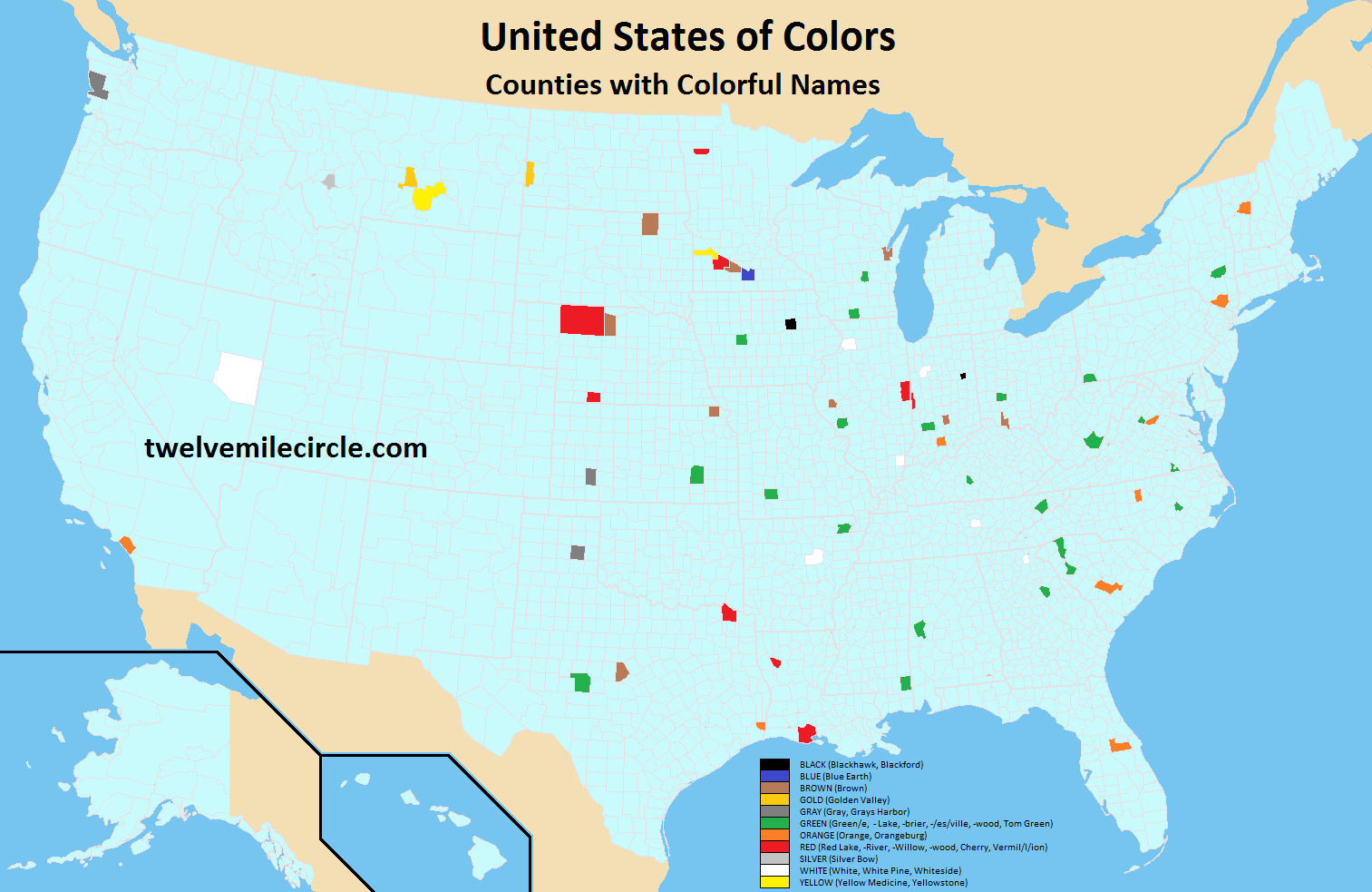 US Counties With Colors in Their Names