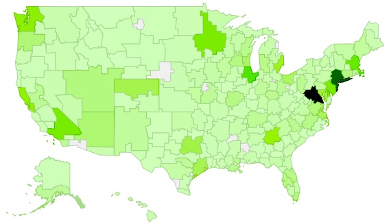 12MC Popularity by Metropolitan Area. Courtesy of Google Analytics.