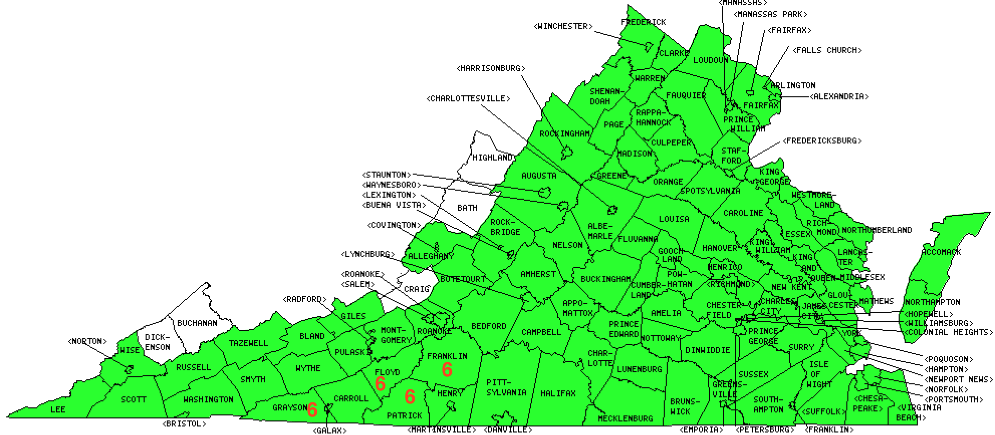 Virginia County Counting 2015. Image by howderfamily.com using mob-rule.com