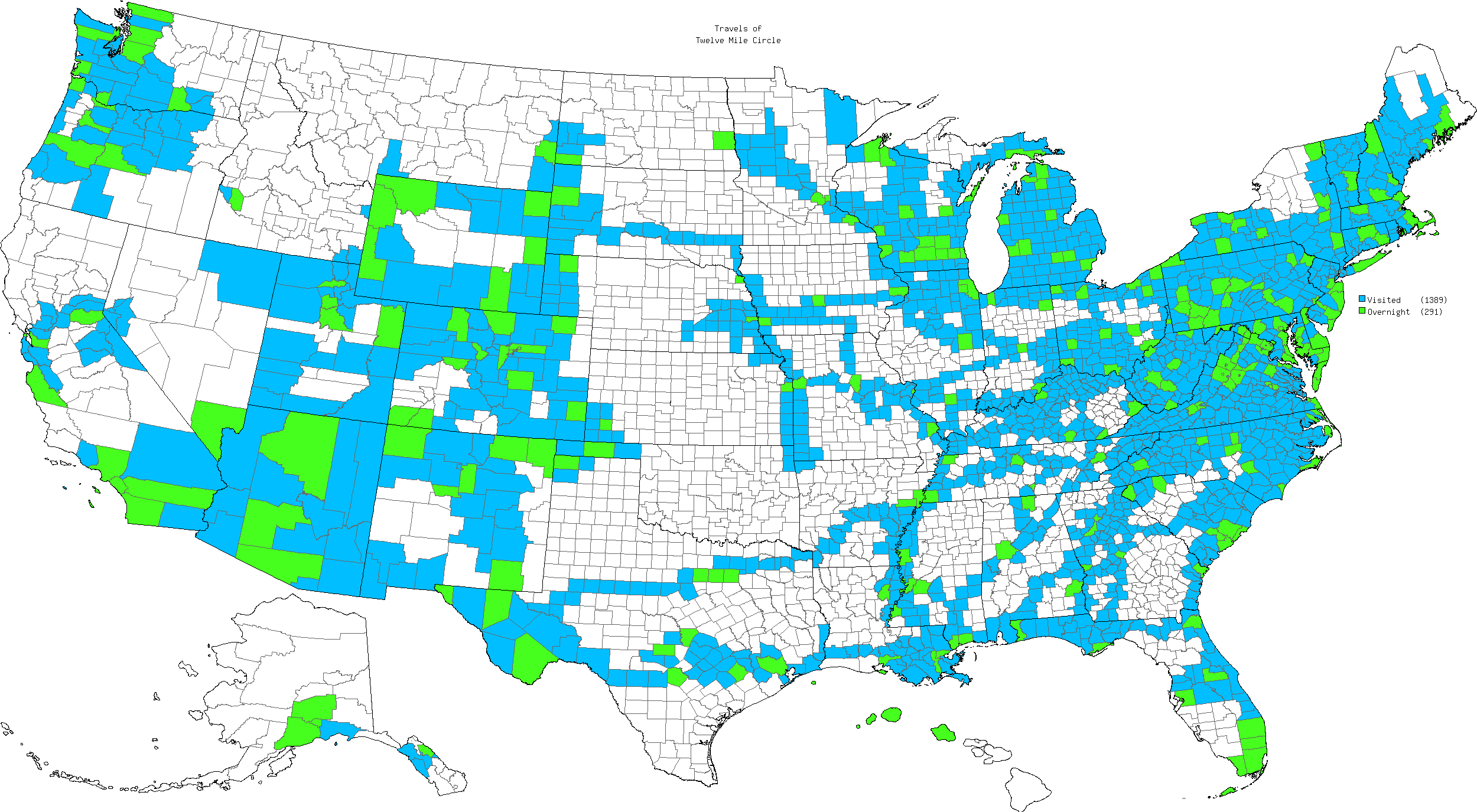 Counties in the United States that I have Visited