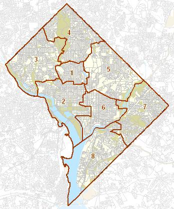 District of Columbia Wards; via District of Columbia Office of Planning