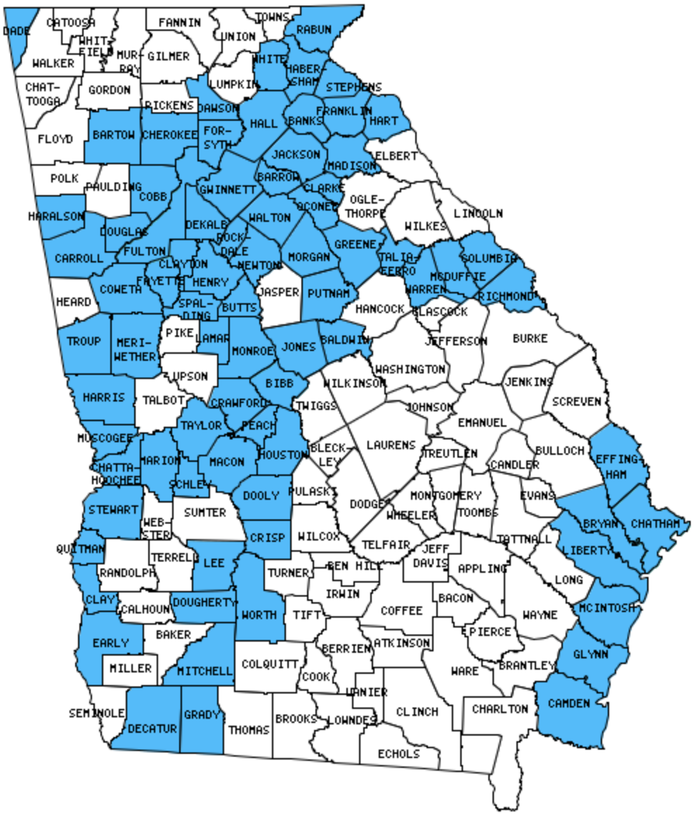 Printable List Of Georgia Counties