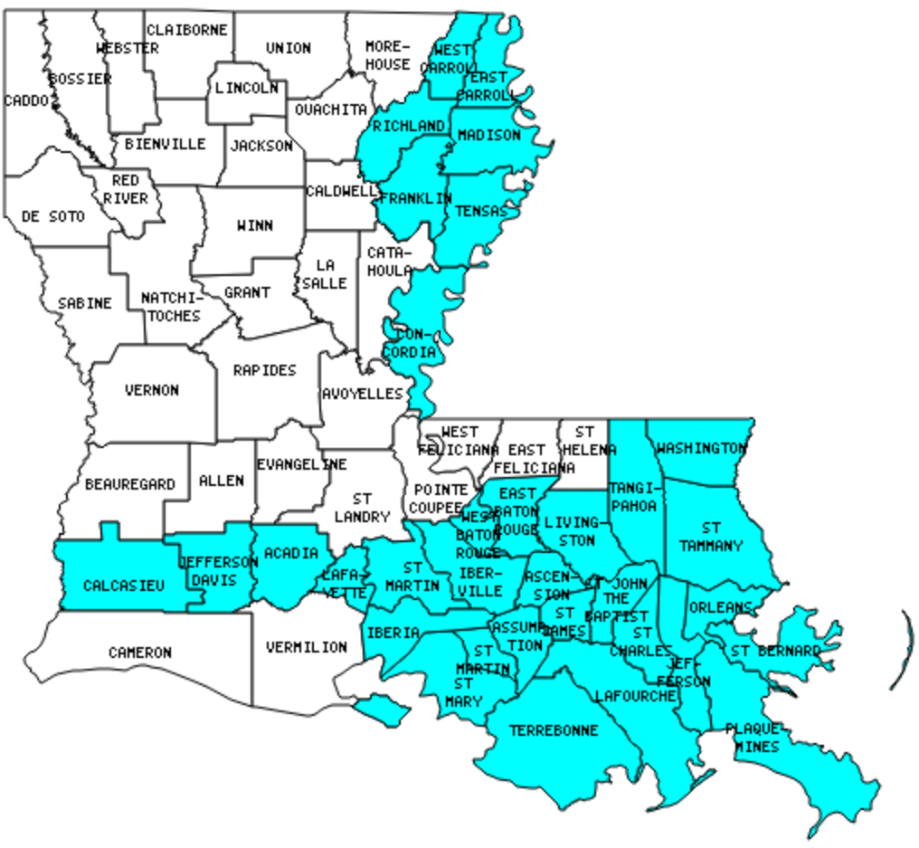 Map Of Louisiana Cities And Parishes