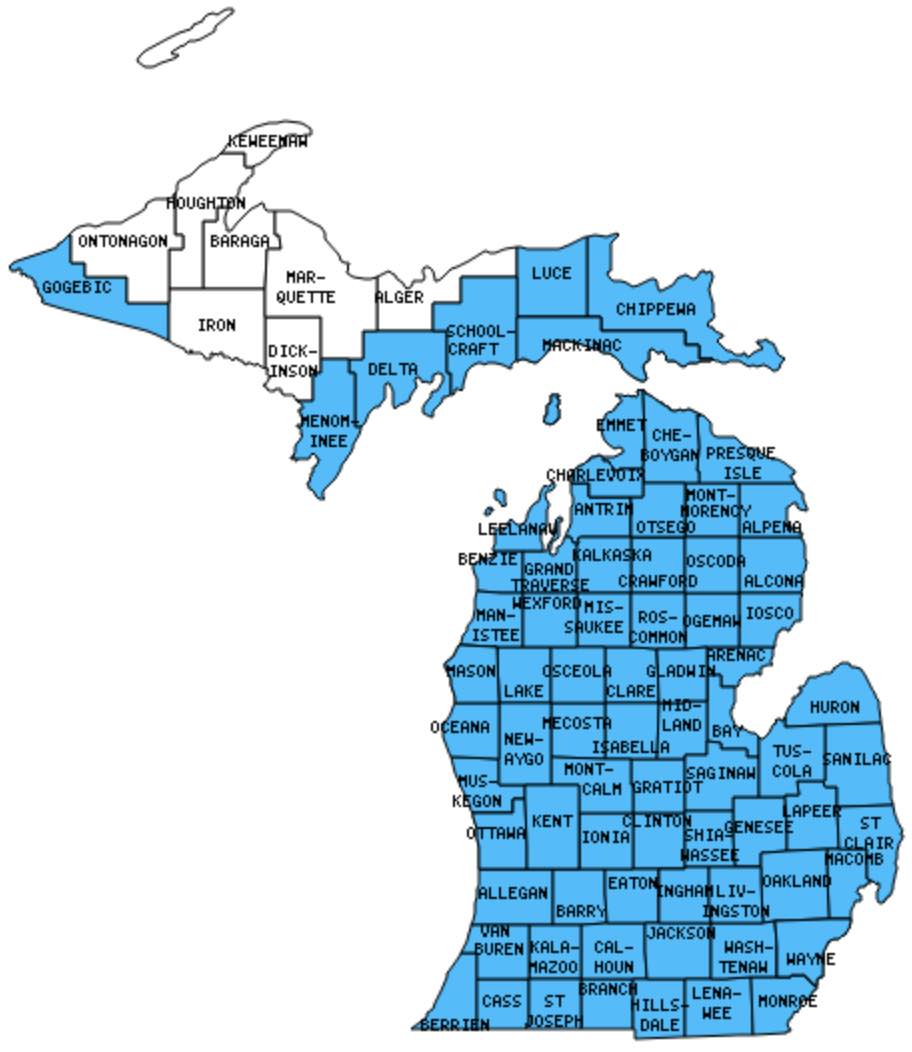 Michigan Counties Visited