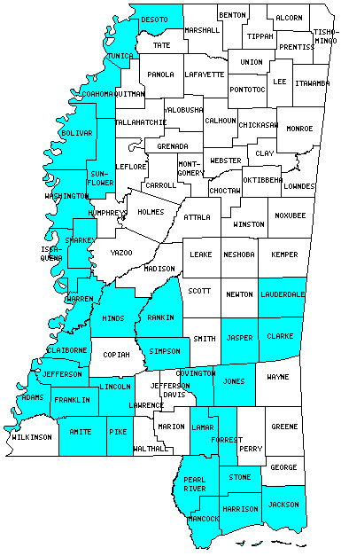Mississippi Counties Visited