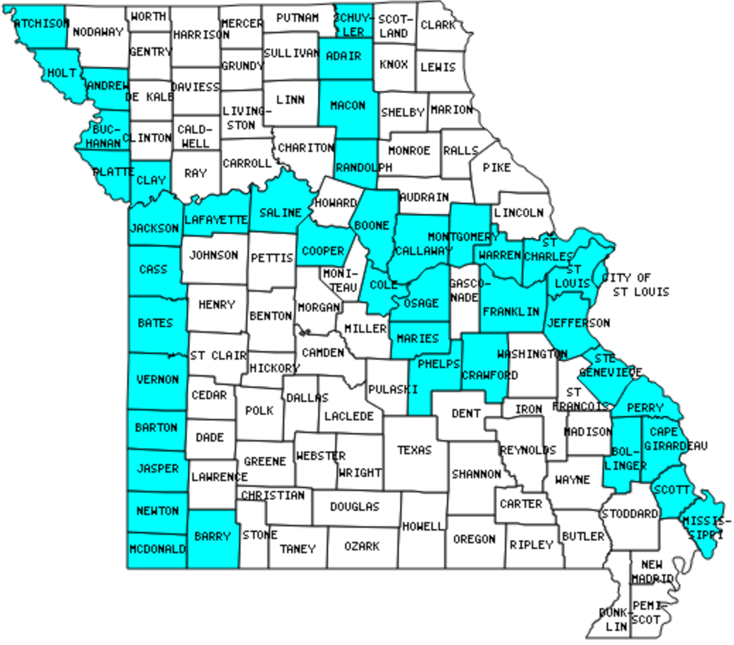 Missouri Counties Visited (with map, highpoint, capitol and facts)