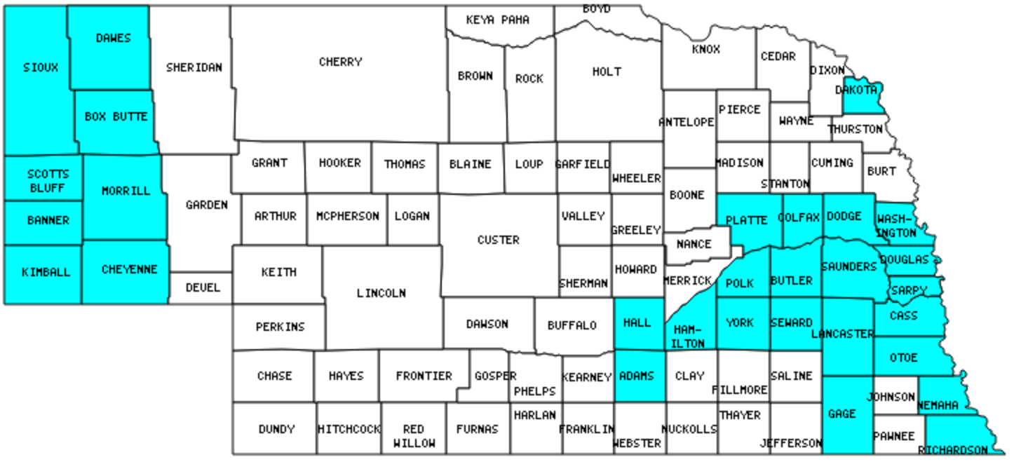 Nebraska Counties Visited