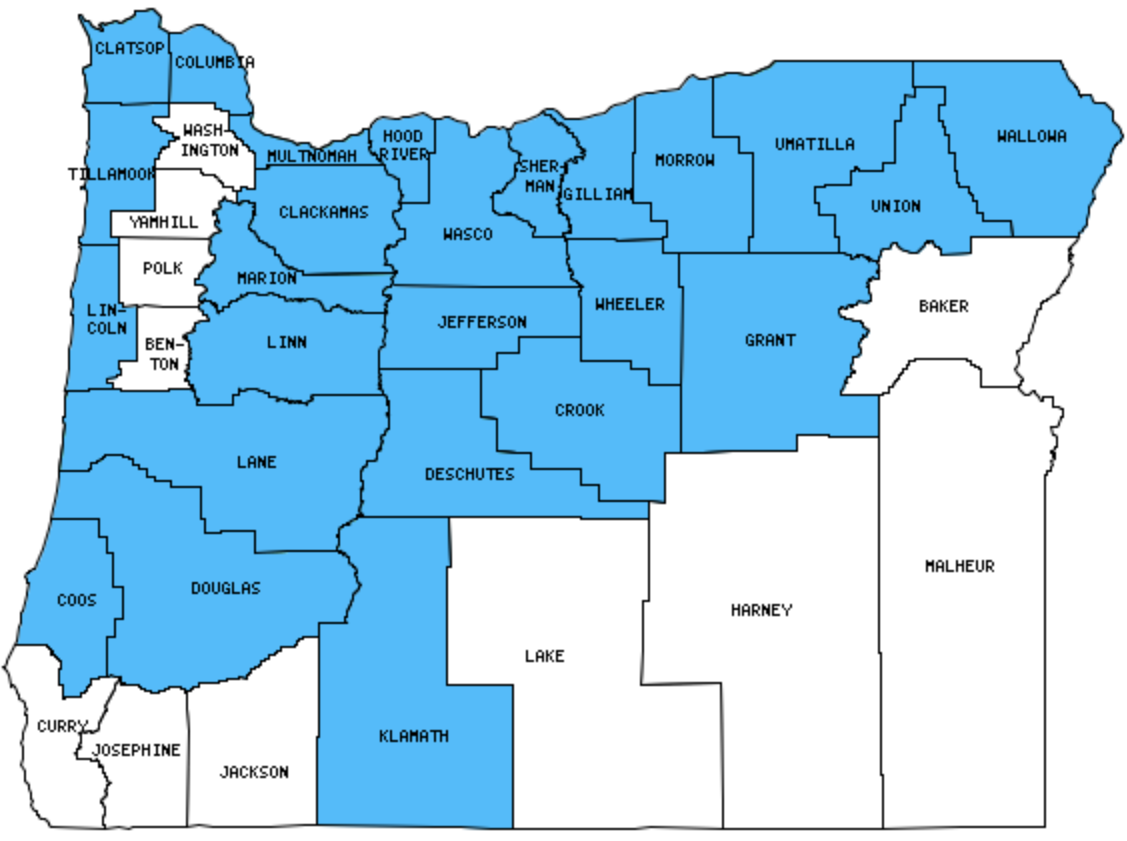 Oregon Counties Visited