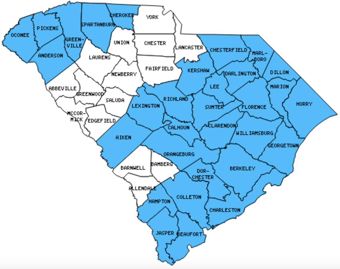 South Carolina Counties Visited