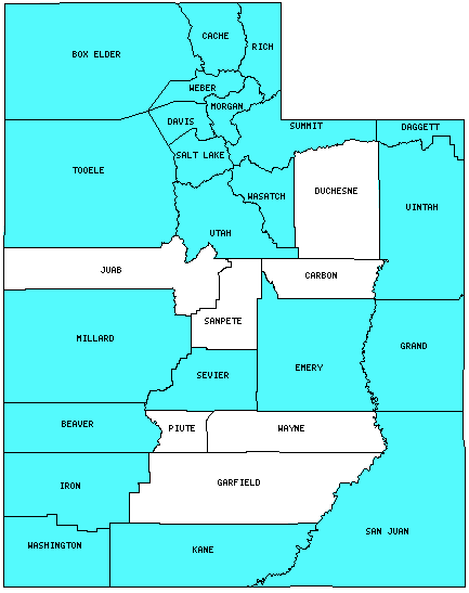 Utah Counties Visited (with map, highpoint, capitol and facts)