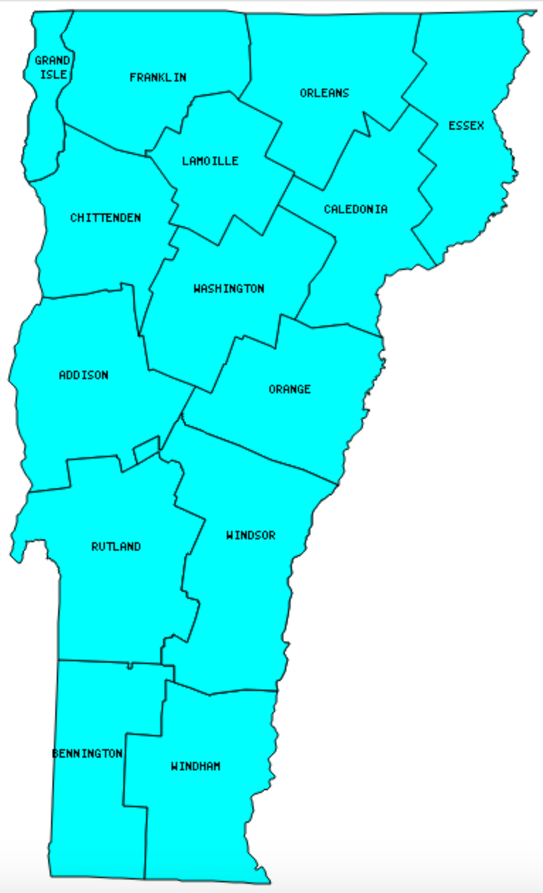 Vermont Counties Visited