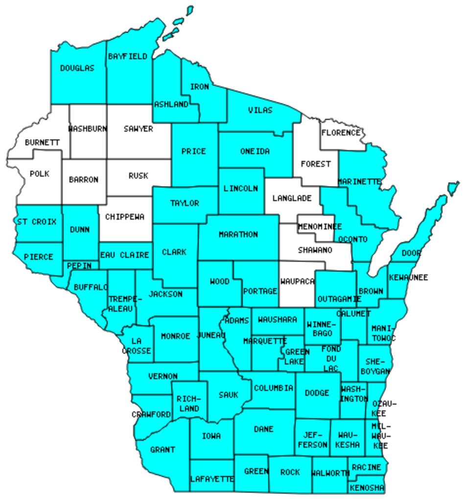 Wisconsin Counties Visited