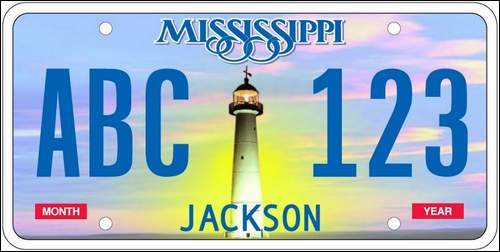 Biloxi Lighthouse on sample Mississippi License Plate
