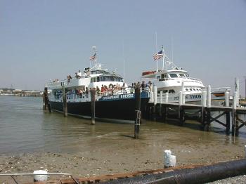Two Ferryboats Dock at Tangier Island