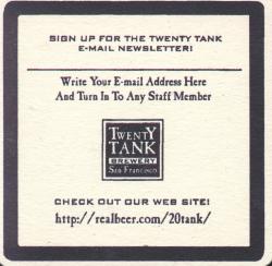 Twenty Tank Brewery Coaster - Back