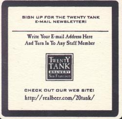 Twenty Tank Brewery Coaster - Back