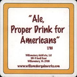 Williamsburg AleWerks Coaster - Front